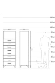 Hyperion Dolap Tek Raflı 8 Çekmeceli 60x44x182 Çam-Çam