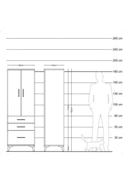 Hyperion Dolap 4 Raflı 2 Çekmeceli 2 Kapaklı 60x44x182 Çam-Çam