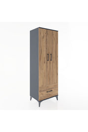 Hyperion Dolap 4 Raflı Tek Çekmeceli 2 Kapaklı 60x44x182 Antrasit-Çam