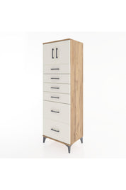 Hyperion Dolap Tek Raflı 6 Çekmeceli 2 Kapaklı 60x44x182 - S56M017V7B