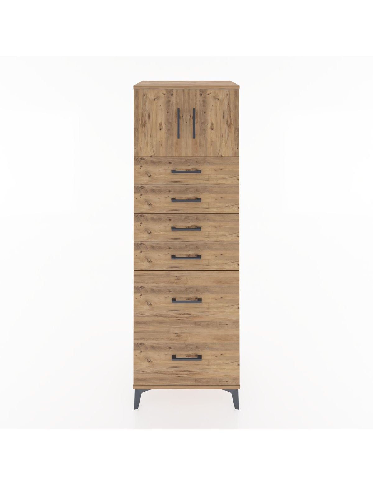 Hyperion Dolap Tek Raflı 6 Çekmeceli 2 Kapaklı 60x44x182 - S56M017V9B