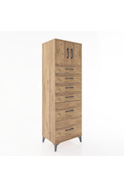 Hyperion Dolap Tek Raflı 6 Çekmeceli 2 Kapaklı 60x44x182 - S56M017V9B