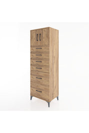 Hyperion Dolap Tek Raflı 6 Çekmeceli 2 Kapaklı 60x44x182 - S56M017V9B