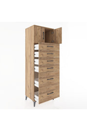 Hyperion Dolap Tek Raflı 6 Çekmeceli 2 Kapaklı 60x44x182 - S56M017V9B