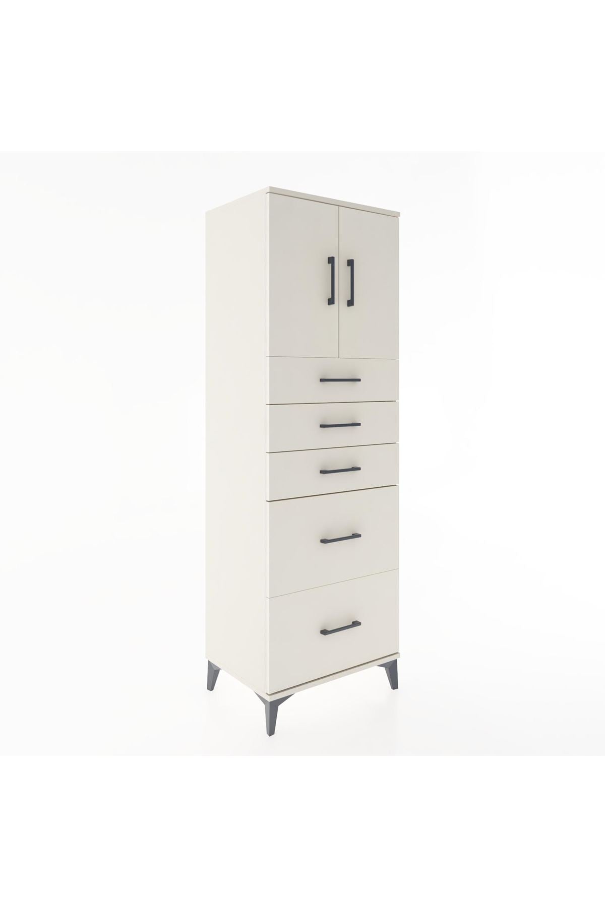 Hyperion Dolap Tek Raflı 5 Çekmeceli 2 Kapaklı 60x44x182 - S56M018V1B