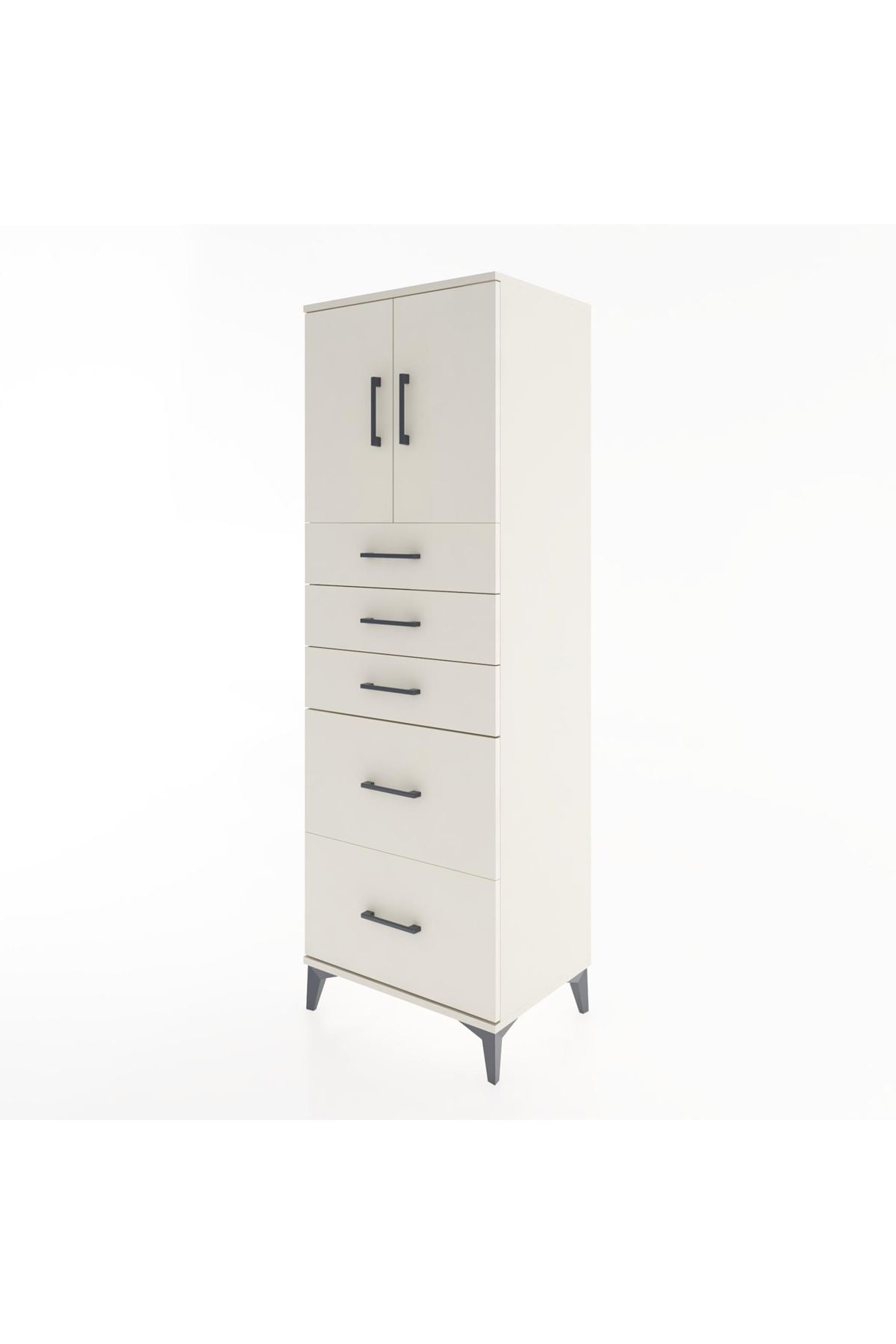 Hyperion Dolap Tek Raflı 5 Çekmeceli 2 Kapaklı 60x44x182 - S56M018V1B