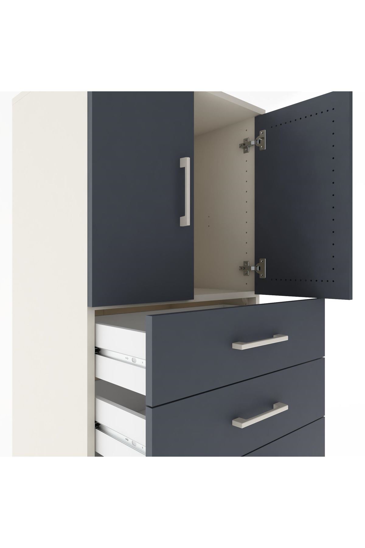 Hyperion Dolap Tek Raflı 5 Çekmeceli 2 Kapaklı 60x44x182 - S56M018V2B