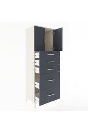 Hyperion Dolap Tek Raflı 5 Çekmeceli 2 Kapaklı 60x44x182 - S56M018V2B