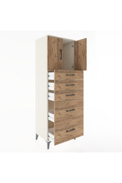 Hyperion Dolap Tek Raflı 5 Çekmeceli 2 Kapaklı 60x44x182 - S56M018V3B