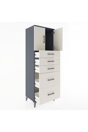 Hyperion Dolap Tek Raflı 5 Çekmeceli 2 Kapaklı 60x44x182 - S56M018V4B