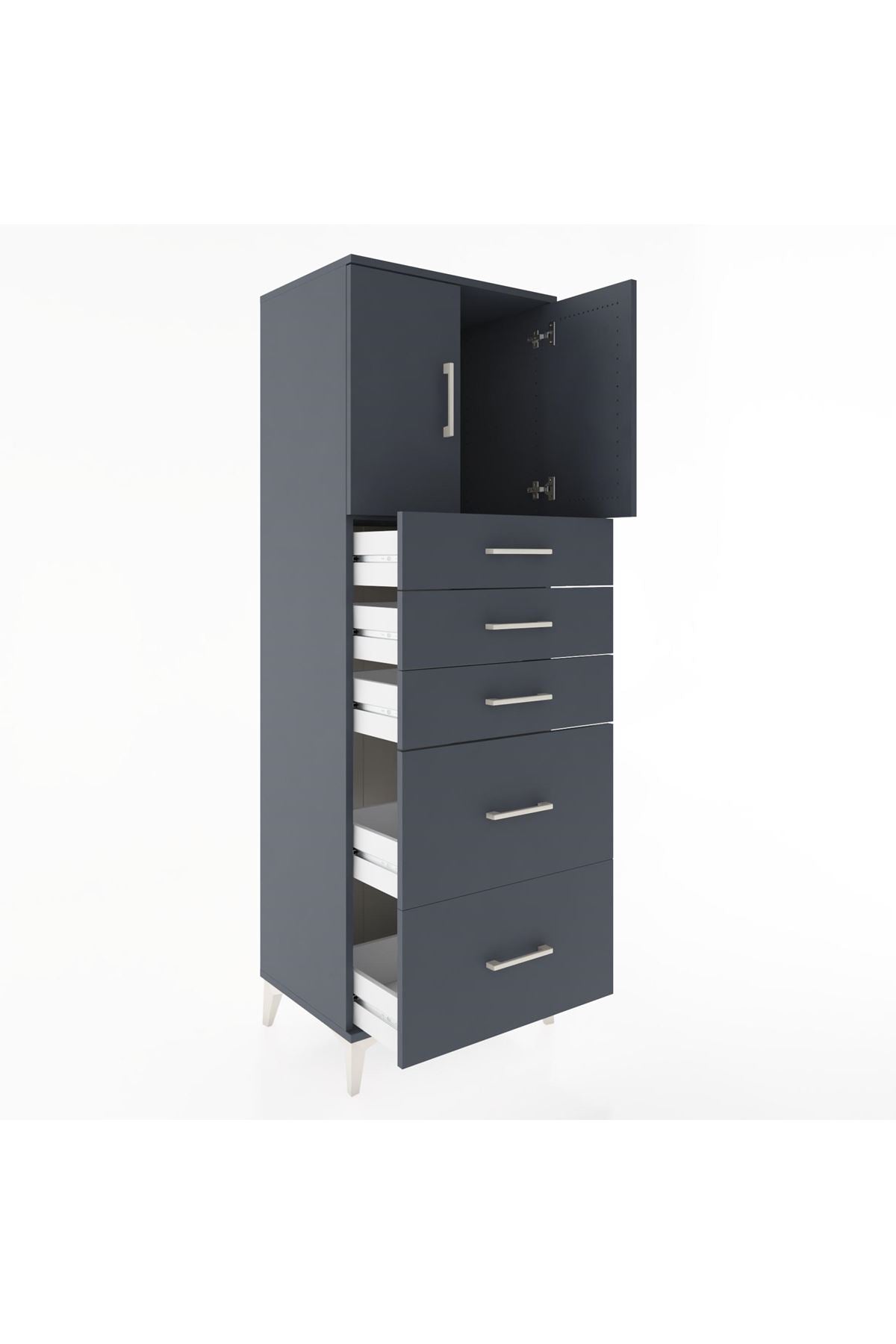 Hyperion Dolap Tek Raflı 5 Çekmeceli 2 Kapaklı 60x44x182 - S56M018V5B