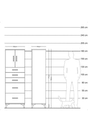 Hyperion Dolap Tek Raflı 5 Çekmeceli 2 Kapaklı 60x44x182 - S56M018V4B