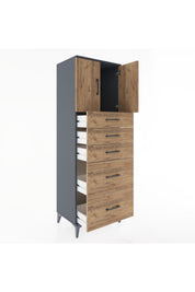 Hyperion Dolap Tek Raflı 5 Çekmeceli 2 Kapaklı 60x44x182 - S56M018V6B