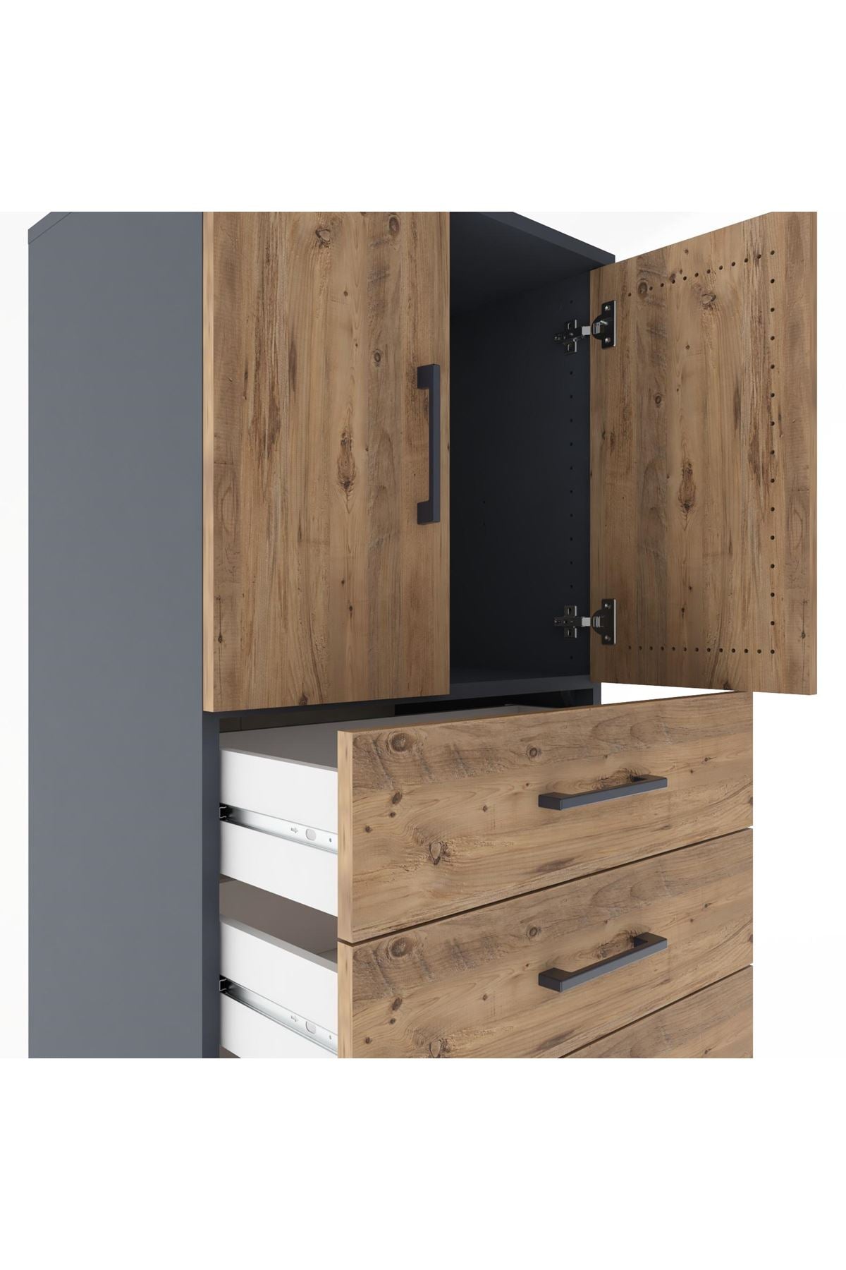 Hyperion Dolap Tek Raflı 5 Çekmeceli 2 Kapaklı 60x44x182 - S56M018V6B