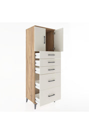 Hyperion Dolap Tek Raflı 5 Çekmeceli 2 Kapaklı 60x44x182 - S56M018V7B