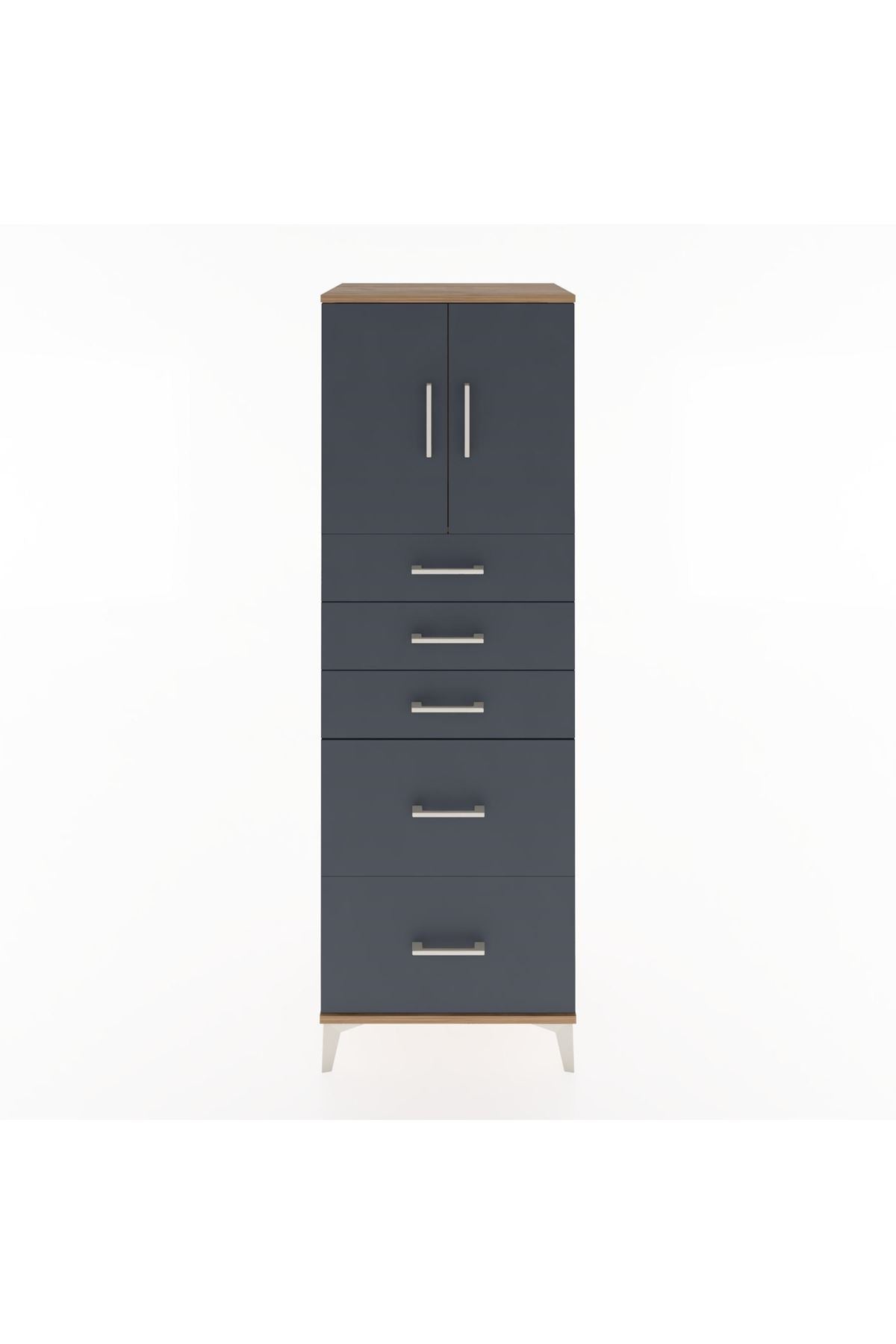 Hyperion Dolap Tek Raflı 5 Çekmeceli 2 Kapaklı 60x44x182 - S56M018V8B