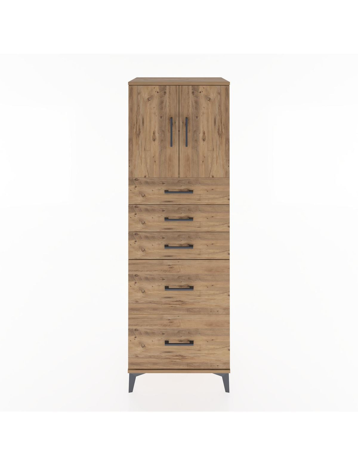 Hyperion Dolap Tek Raflı 5 Çekmeceli 2 Kapaklı 60x44x182 - S56M018V9B