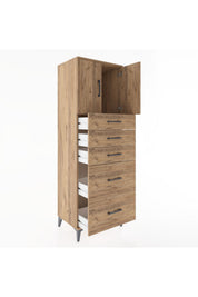 Hyperion Dolap Tek Raflı 5 Çekmeceli 2 Kapaklı 60x44x182 - S56M018V9B