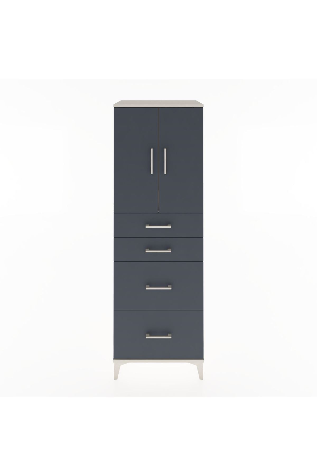 Hyperion Dolap Tek Raflı 4 Çekmeceli 2 Kapaklı 60x44x182 - S56M019V2B