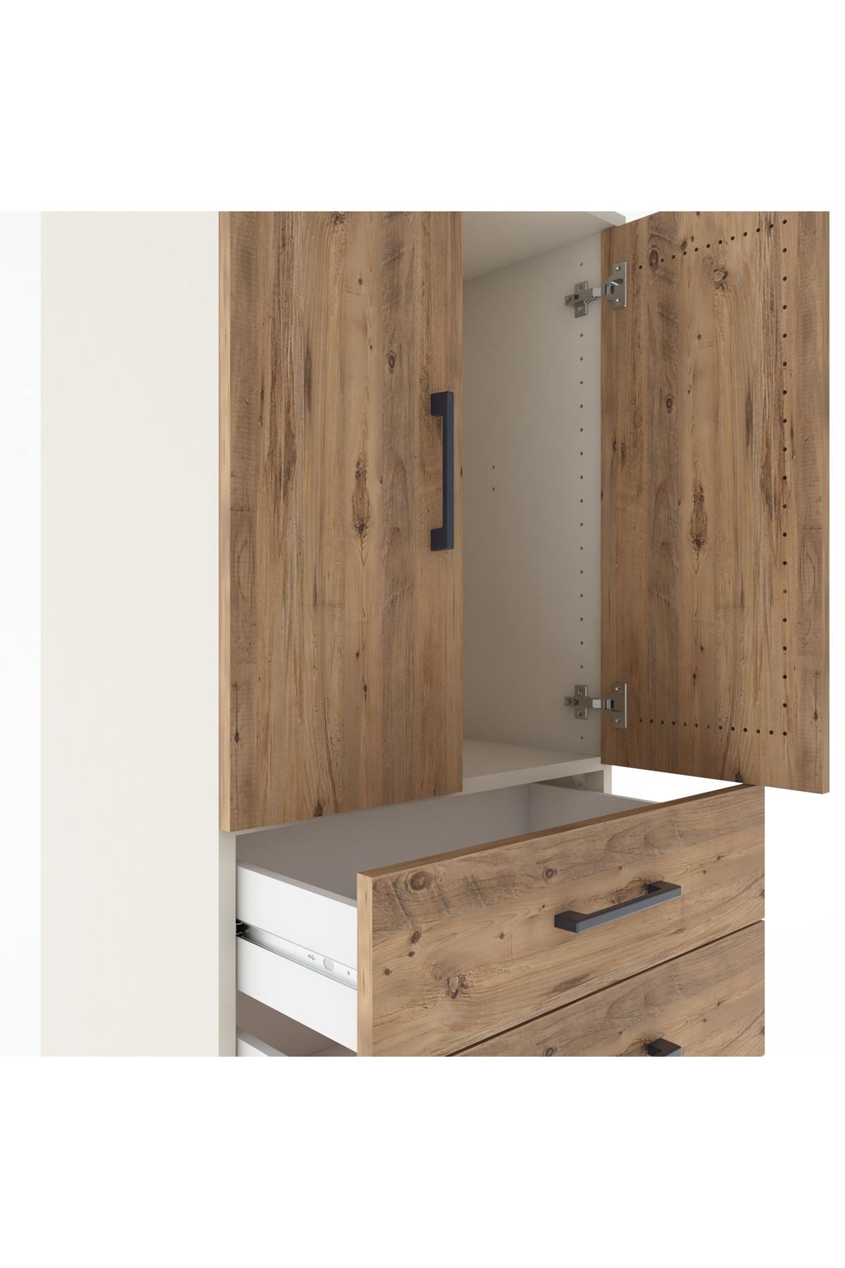 Hyperion Dolap Tek Raflı 4 Çekmeceli 2 Kapaklı 60x44x182 - S56M019V3B