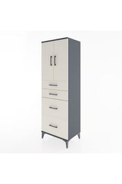 Hyperion Dolap Tek Raflı 4 Çekmeceli 2 Kapaklı 60x44x182 Antrasit-Aytaşı