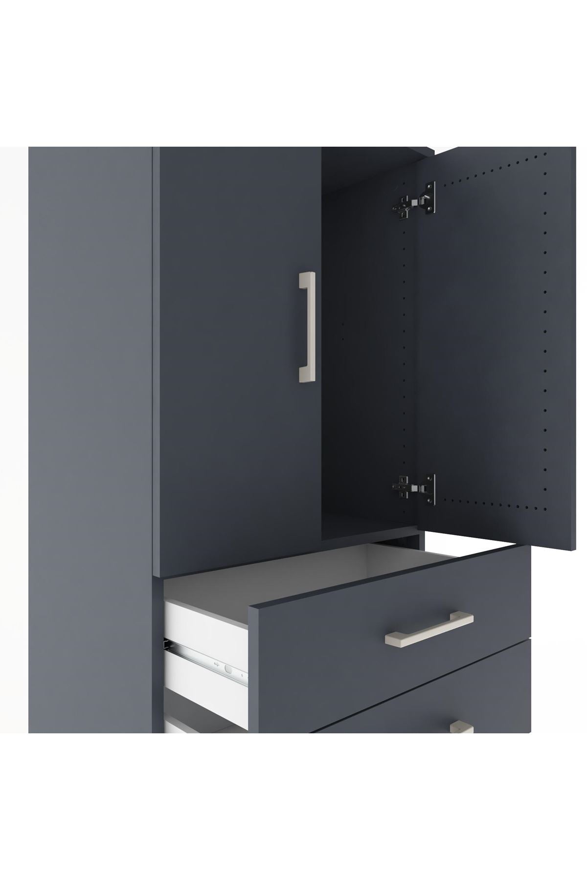 Hyperion Dolap Tek Raflı 4 Çekmeceli 2 Kapaklı 60x44x182 - S56M019V5B