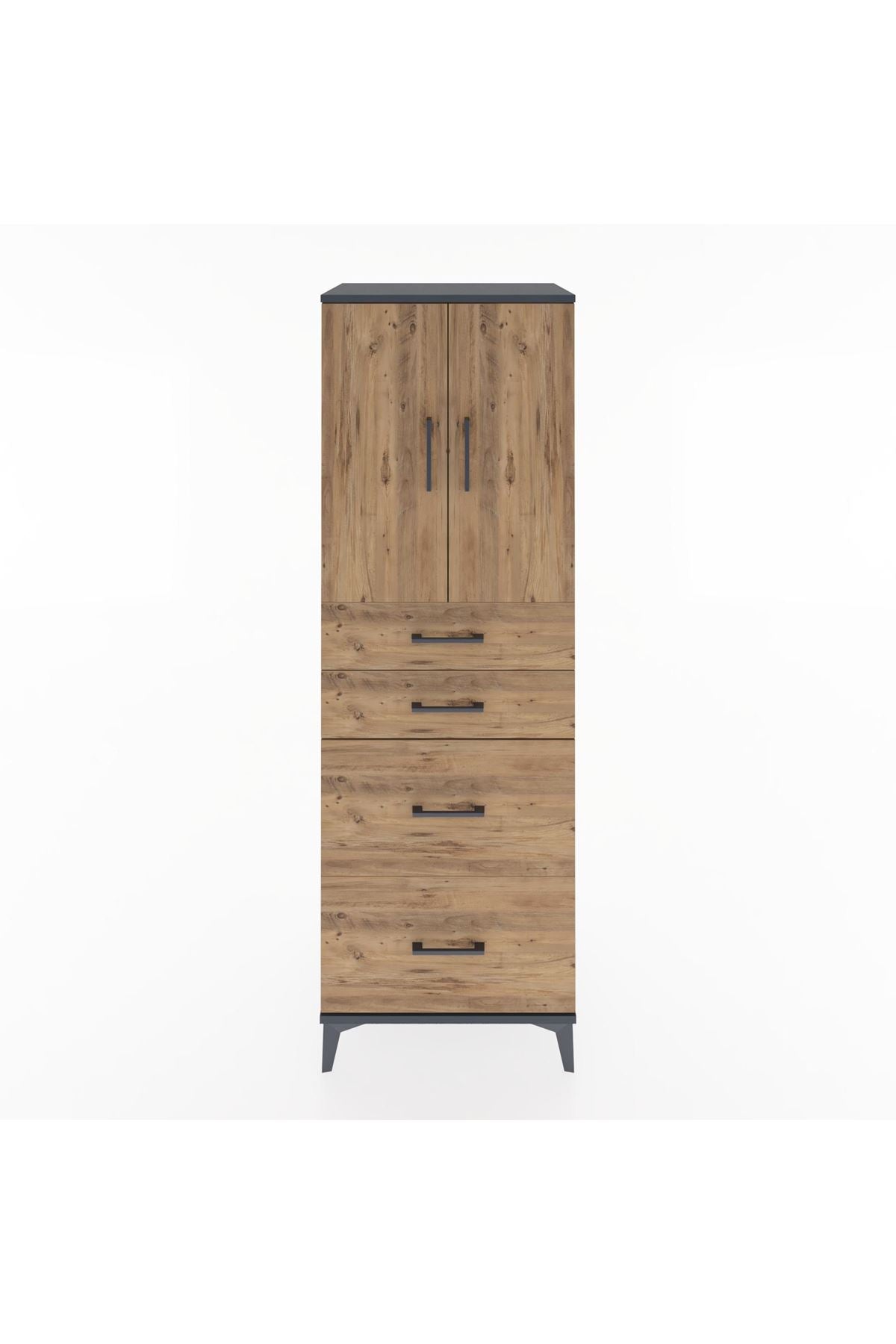 Hyperion Dolap Tek Raflı 4 Çekmeceli 2 Kapaklı 60x44x182 - S56M019V6B
