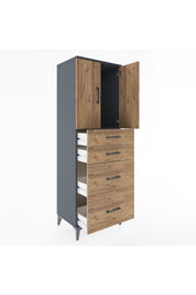 Hyperion Dolap Tek Raflı 4 Çekmeceli 2 Kapaklı 60x44x182 - S56M019V6B