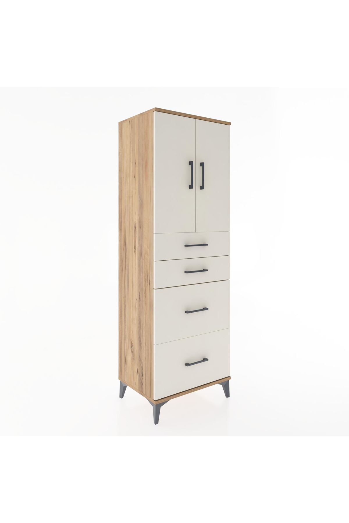 Hyperion Dolap Tek Raflı 4 Çekmeceli 2 Kapaklı 60x44x182 - S56M019V7B