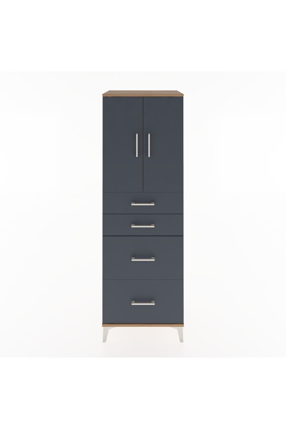 Hyperion Dolap Tek Raflı 4 Çekmeceli 2 Kapaklı 60x44x182 - S56M019V8B