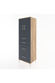 Hyperion Dolap Tek Raflı 4 Çekmeceli 2 Kapaklı 60x44x182 - S56M019V8B