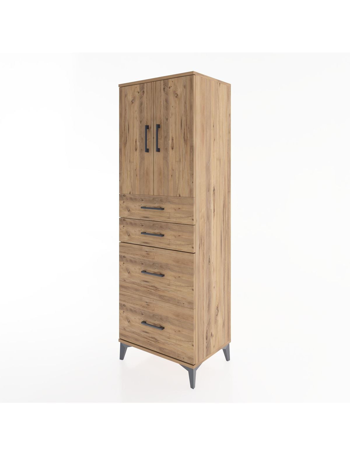 Hyperion Dolap Tek Raflı 4 Çekmeceli 2 Kapaklı 60x44x182 - S56M019V9B