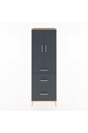 Hyperion Dolap 2 Raflı 3 Çekmeceli 2 Kapaklı 60x44x182 Çam-Antrasit