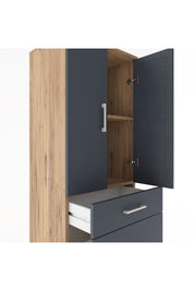 Hyperion Dolap 2 Raflı 3 Çekmeceli 2 Kapaklı 60x44x182 Çam-Antrasit