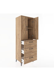 Hyperion Dolap 2 Raflı 3 Çekmeceli 2 Kapaklı 60x44x182 Çam-Çam