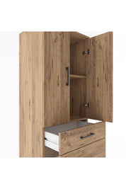 Hyperion Dolap 2 Raflı 3 Çekmeceli 2 Kapaklı 60x44x182 Çam-Çam