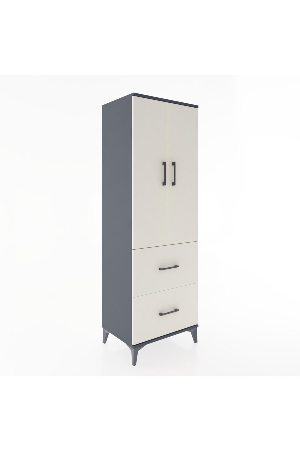 Hyperion Dolap 3 Raflı 2 Çekmeceli 2 Kapaklı 60x44x182 Antrasit-Aytaşı