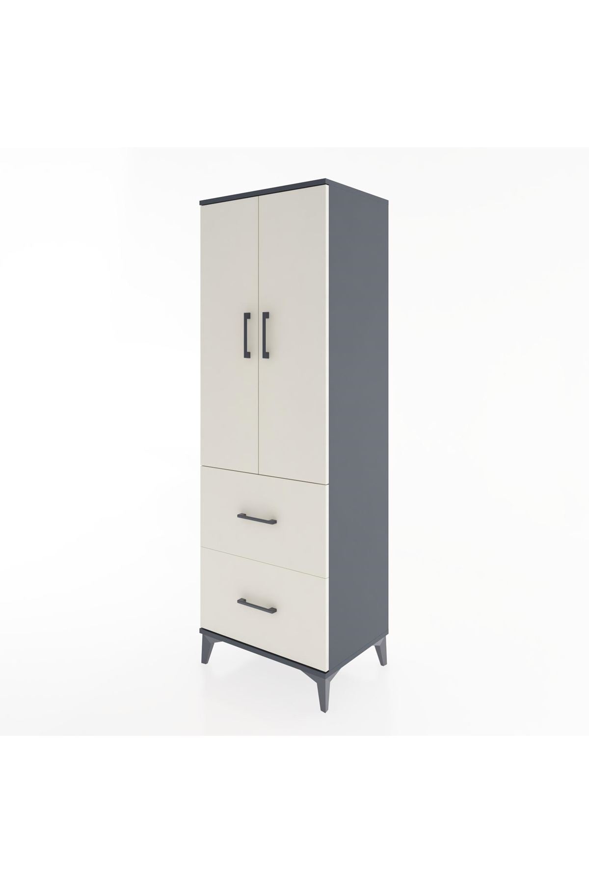 Hyperion Dolap 3 Raflı 2 Çekmeceli 2 Kapaklı 60x44x182 Antrasit-Aytaşı