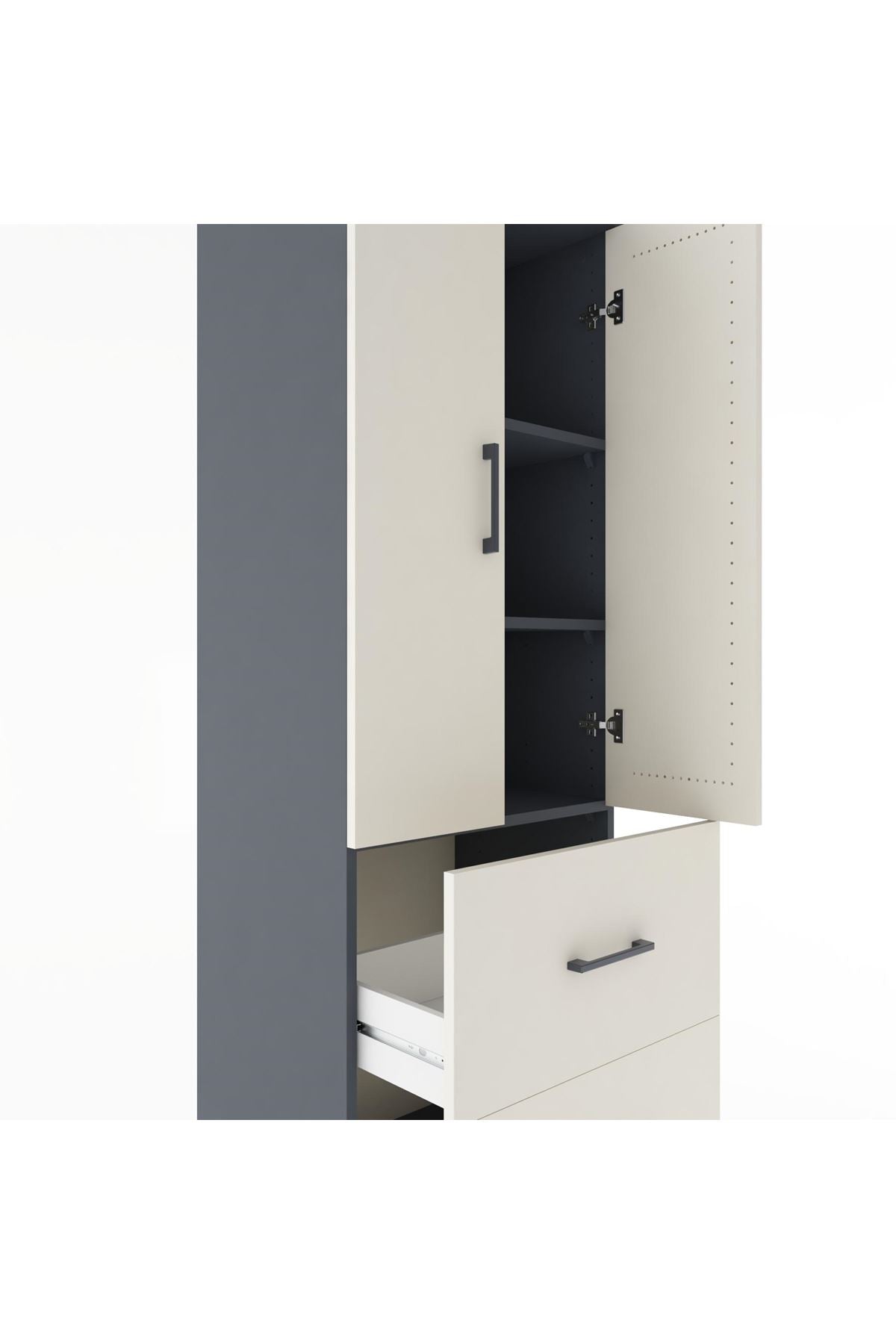 Hyperion Dolap 3 Raflı 2 Çekmeceli 2 Kapaklı 60x44x182 Antrasit-Aytaşı