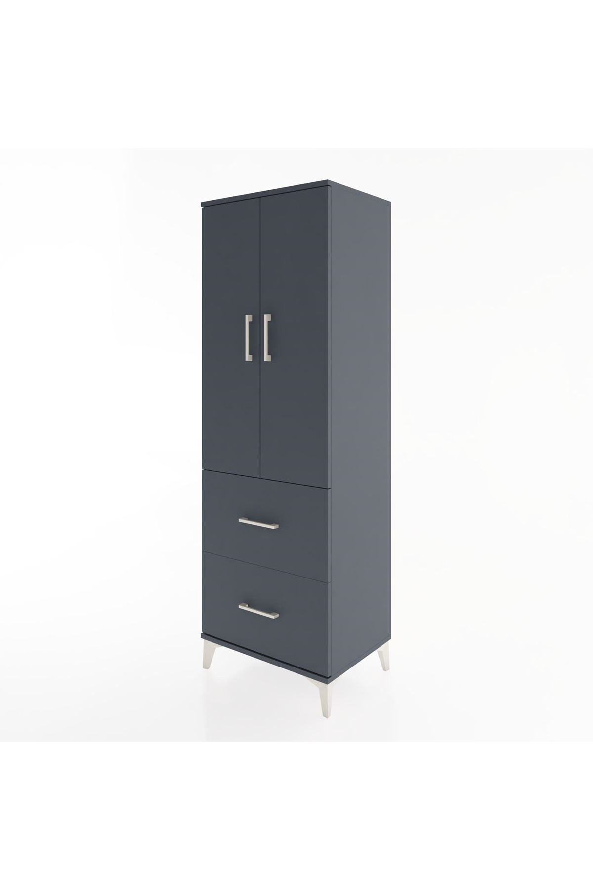 Hyperion Dolap 3 Raflı 2 Çekmeceli 2 Kapaklı 60x44x182 Antrasit-Antrasit