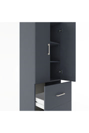 Hyperion Dolap 3 Raflı 2 Çekmeceli 2 Kapaklı 60x44x182 Antrasit-Antrasit