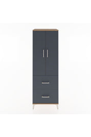 Hyperion Dolap 3 Raflı 2 Çekmeceli 2 Kapaklı 60x44x182 Çam-Antrasit