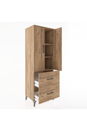 Hyperion Dolap 3 Raflı 2 Çekmeceli 2 Kapaklı 60x44x182 Çam-Çam