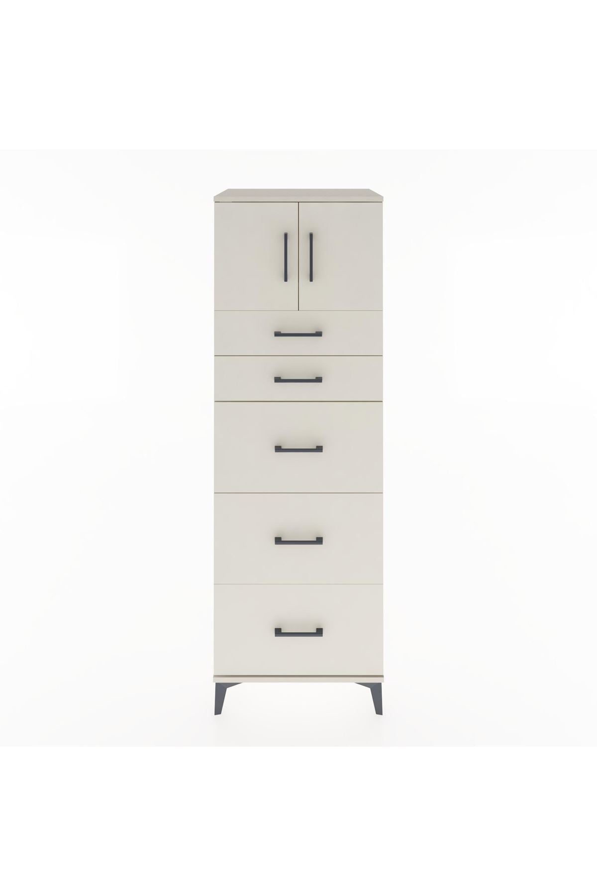 Hyperion Dolap Tek Raflı 5 Çekmeceli 2 Kapaklı 60x44x182 - S56M022V1B