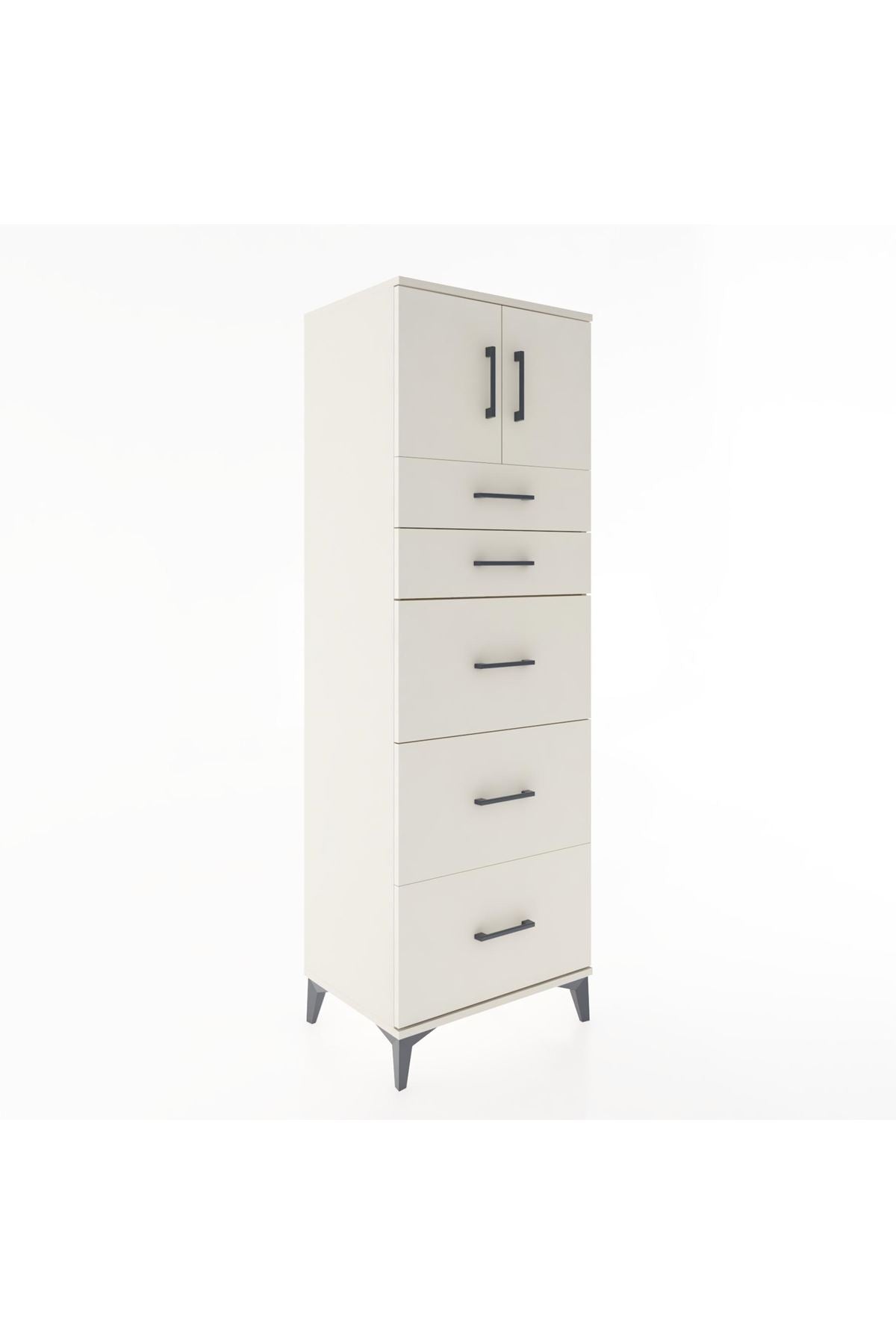 Hyperion Dolap Tek Raflı 5 Çekmeceli 2 Kapaklı 60x44x182 - S56M022V1B
