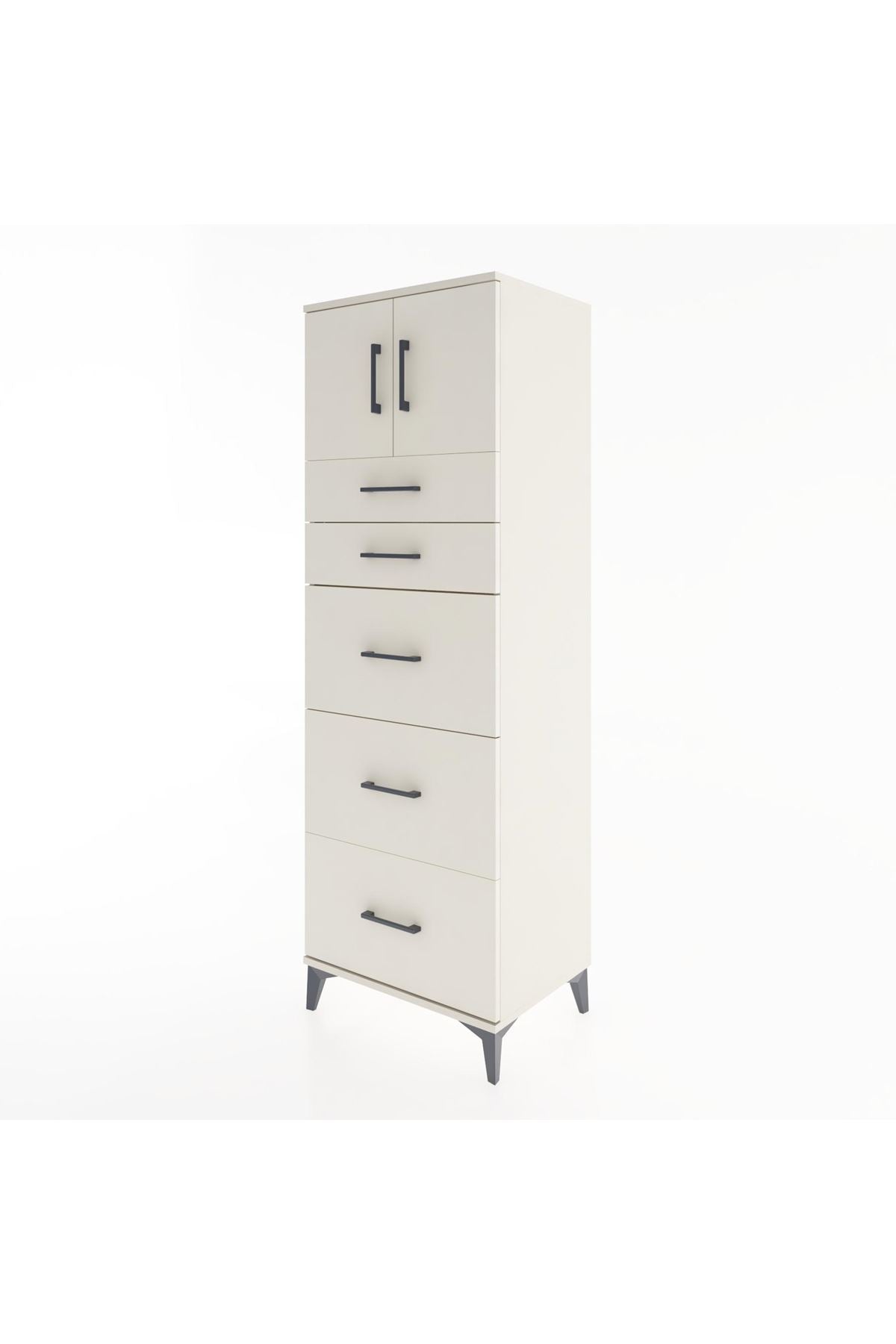 Hyperion Dolap Tek Raflı 5 Çekmeceli 2 Kapaklı 60x44x182 - S56M022V1B