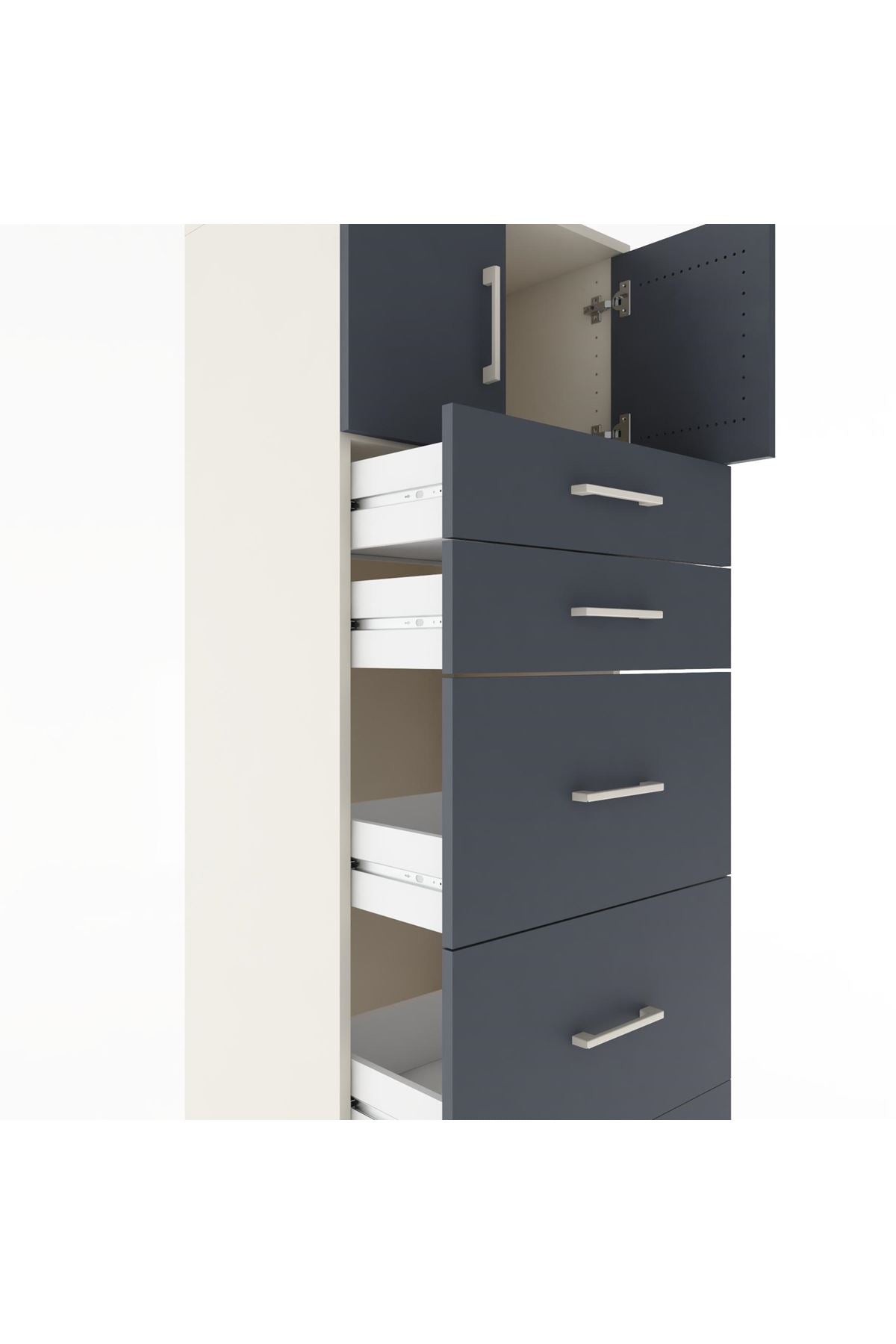 Hyperion Dolap Tek Raflı 5 Çekmeceli 2 Kapaklı 60x44x182 - S56M022V2B