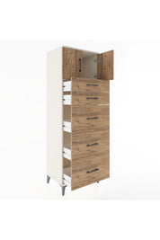 Hyperion Dolap Tek Raflı 5 Çekmeceli 2 Kapaklı 60x44x182 - S56M022V3B