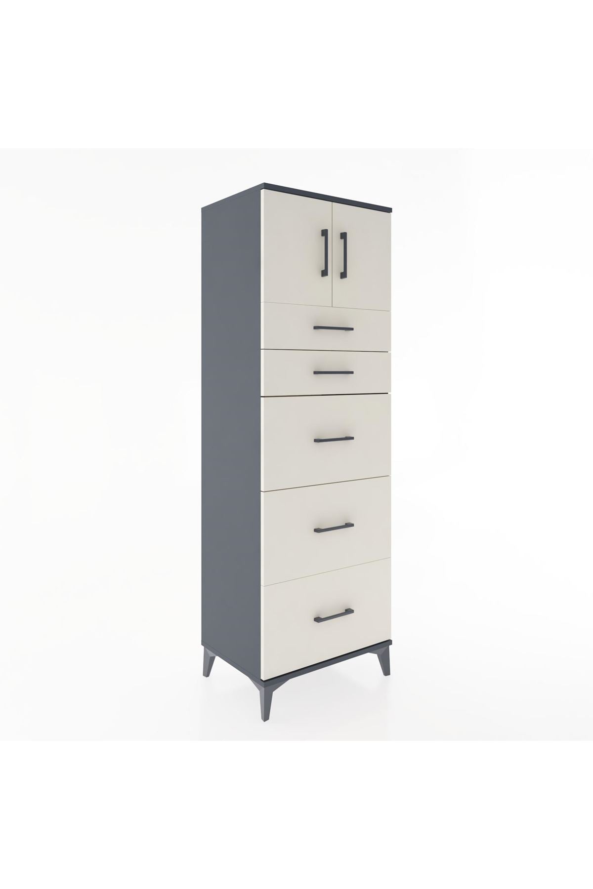 Hyperion Dolap Tek Raflı 5 Çekmeceli 2 Kapaklı 60x44x182 - S56M022V4B