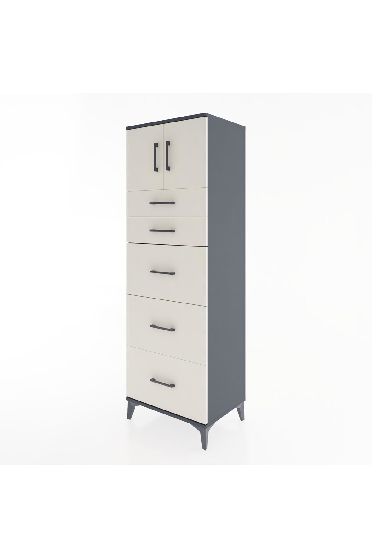 Hyperion Dolap Tek Raflı 5 Çekmeceli 2 Kapaklı 60x44x182 - S56M022V4B